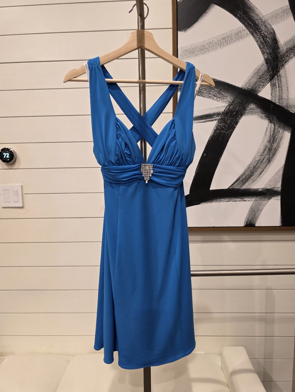Morgan & Co. One-Shoulder Royal Blue Evening Gown with Jewel Accent